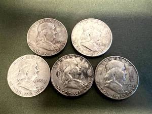 5 Franklin Half Dollars