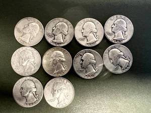 10 Silver Washington Quarters