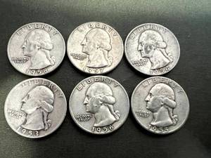 6 1950s Washington Quarters