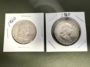 2 1960 D Franklin Half Dollars