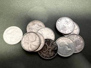 10 Canadian Silver Quarters