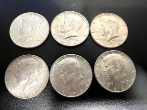 6 Kennedy 1964 Half Dollars