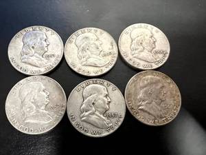 6 Franklin Half Dollars