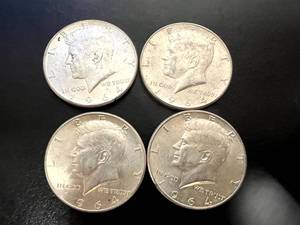 4 - 1964 Kennedy Half Dollars