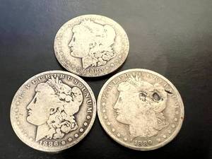 1880, 1886 & 1889 Morgan Dollars
