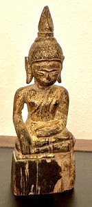 lot 29 image: Siam Ayothaya 19th Century Carved Figurine and Metal Figurine