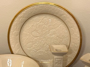 lot 12 image: Lenox The Constitution Bowl, Platter and Pair of Candle Stick Holders