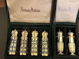 lot 15 image: Neiman Marcus Silver Plate Decorative Salt and Pepper Sets