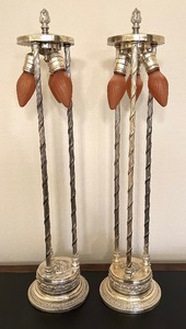 lot 3 image: Elegant Pair of Vintage Silver Plate Tall Table Lamps