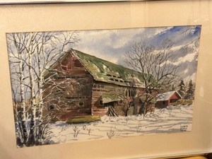 lot 41 image: Framed Original Watercolor by Lloyd Borg