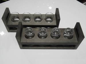 Set of 2 Gray Wood Beer Serving Trays