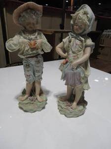 Pair of Antique German KPM Polychrome Porcelain Figurines