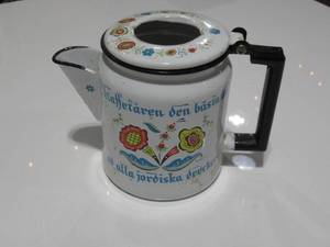 Vintage Swedish Berggren Enamelware Coffee Pot