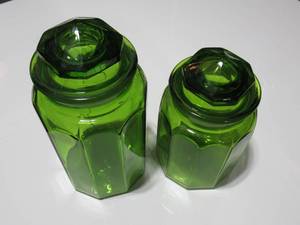 Beautiful Green Glass Canisters