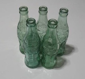 Five Vintage Glass Coca-Cola Bottles