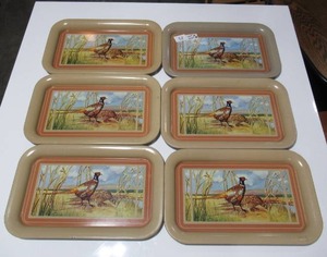 Six Matching Pheasant Serving Trays