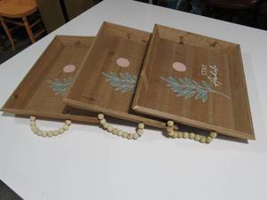 Three Stay Awhile Serving Trays