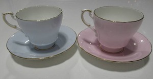 Paragon Fine Bone China - Pink & Blue Tea Cups & Saucers