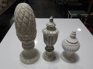 Three White Wooden Decor Pieces