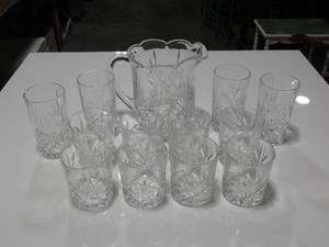 Beautiful Crystal Pitcher and Glasses
