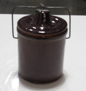 Vintage Brown Glazed CheeseButter Crock with Lid