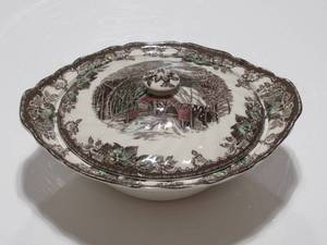 Round Covered Vegetable Friendly Village, The (Made in England Backstamp) by JOHNSON BROTHERS