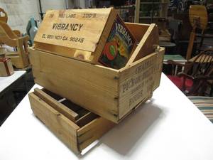 Lot of Five Wooden Crates