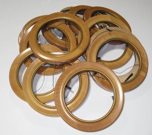 Lot of 14 - 9-12 Circular Wooden Frames with Hanging Wire