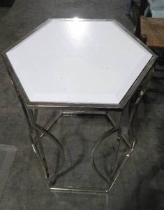 Metal Hexagon Decorative Table w White Top