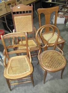 Four Vintage Wicker Style Chairs