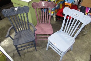 Three Painted Farmhouse Chic Chairs