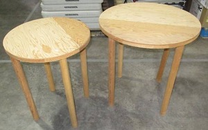 Two Circular Wooden Tables