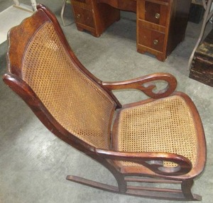 Antique Wood & Wicker Rocking Chair