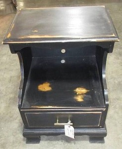 Distressed Black Nightstand