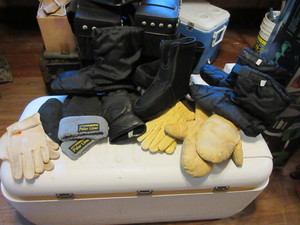 lot 213 image: BOOTLINERS, CHOPPERS AND GLOVES