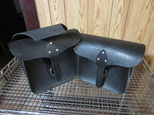 lot 164 image: BLACK BONDED LEATHER SADDLE BAGS