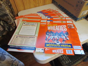 lot 172 image: WHEATIES CEREAL BOX FLATS MN VIKINGS 1992 NFC CHAMPIONS