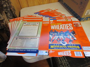 lot 173 image: WHEATIES CEREAL BOX FLATS MN VIKINGS 192 NFC CHAMPIONS