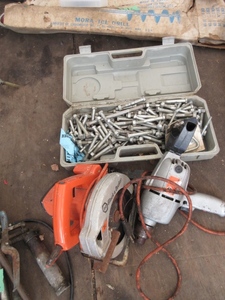 lot 228 image: MISC. LARGE BOLTS AND SOME OLDER POWER TOOLS