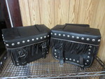 FRINGED BLACK LEATHER SADDLE BAGS