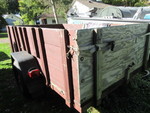 BROWN UTILITY TRAILER WITH WOODEN BED AND BOX
