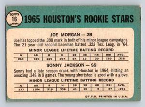 lot 8 image: Joe Morgan RC - 1965 Topps #16 Houston Rookie Stars - Rare Vintage Baseball Card