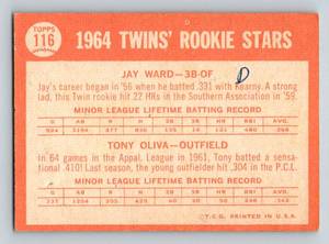 lot 20 image: Tony Oliva Rookie Star 2nd Year - 1964 Topps #116 Minnesota Vintage Baseball Card