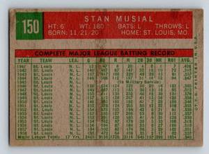 lot 30 image: Stan Musial 1959 Topps #150 Vintage Baseball Card