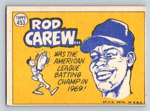 lot 51 image: Rod Carew 1970 Topps Sporting News # 453 Vintage Minnesota Twins Baseball Card