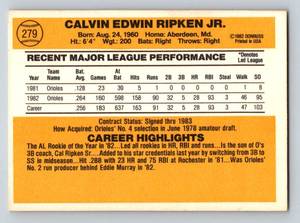 lot 59 image: Cal Ripken Jr. 2nd Year Card - 1983 Donruss #279 Vintage Baseball Card