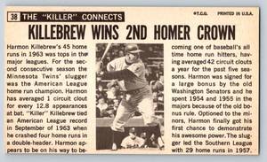 lot 65 image: Harmon Killebrew 1964 Topps Giant #38 Vintage Minnesota Twins Baseball Card