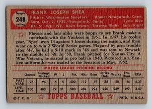 lot 69 image: 1952 Topps Frank Shea #248 Vintage Baseball Card