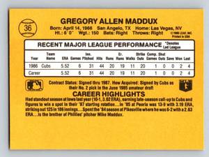 lot 74 image: Greg Maddux RC - 1987 Donruss #36 Rookie Baseball Card