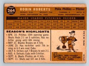lot 75 image: 1960 Topps Robin Roberts #264 Vintage Baseball Card